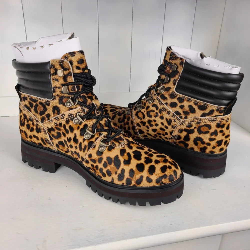 NWT Timberland London Square Leopard Print Calf Hair Mid Hiker Safari Boots - Picture 9 of 15